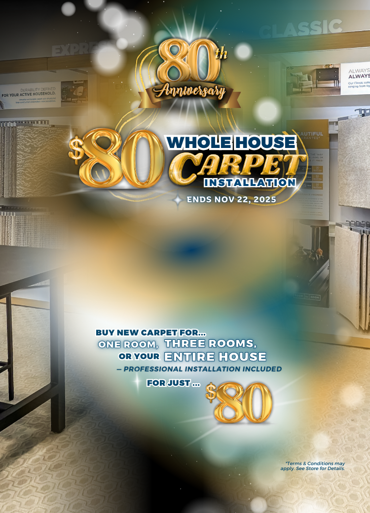 $80 carpet install it at Coyle Carpet One, Madison, WI